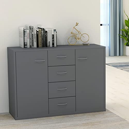 Vidaxl Sideboard Home Indoor Living Room Hallway Buffet Server Storage Side Cabinet Organizer Cupboard Furniture Gray Engineered Wood #TOP1
