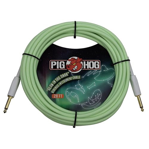 Cable de instrumento Pig Hog PCH20GLO tejido de 20 pies y jacks rectos de 1/4