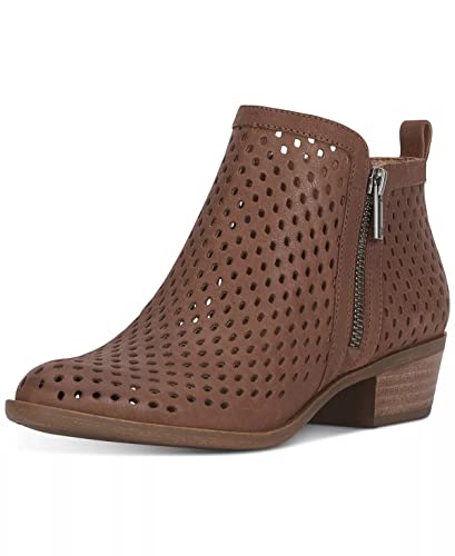 Lucky Brand Basel3 Sesame suede Side Zip Perforated Leather Block Heel Bootie (7.5)