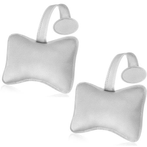 2 Pcs Hot Tub Spa Pillows for Outdoor Indoor Inflatable Bathtub 10.62 x 8.26 Inch Universal Hot Tub Accessories Patio Lounge Chair Headrest Neck Support with Adjustable Hook for Spa Bathtub (Grey)