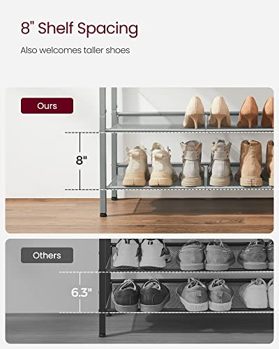 Vasagle Shoe Rack For Entryway, 5 Tier Shoe Storage Shelves, 16-20 Pairs Shoe Organizer, With Sturdy Wooden Top And Steel Frame, Free Standing, Industrial, Black And Silver Ulbs038E22 #TOP5