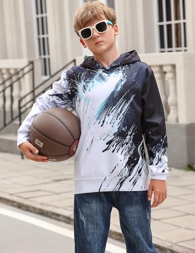 Image of TUONROAD Boys Hoodies 3D Graphic Sweatshirt Lightweight Pullover 6-16T cool