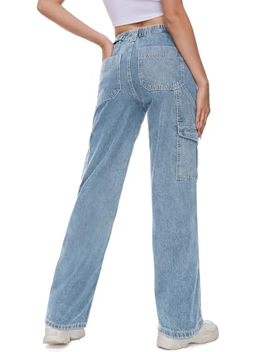 Tapata Women's 26"/28"/30"/32"/34" Cargo Jeans Straight Leg Short Petite Regular Tall Denim Relaxed Y2K Pants2