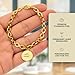 Made by Nami Personalized Infinity Link Bracelet for Women – Custom Engraved Coin Disc Charm, 18K Gold Plated Stainless Steel, Adjustable Bracelet, Personalized Gift for Her (Design 5)