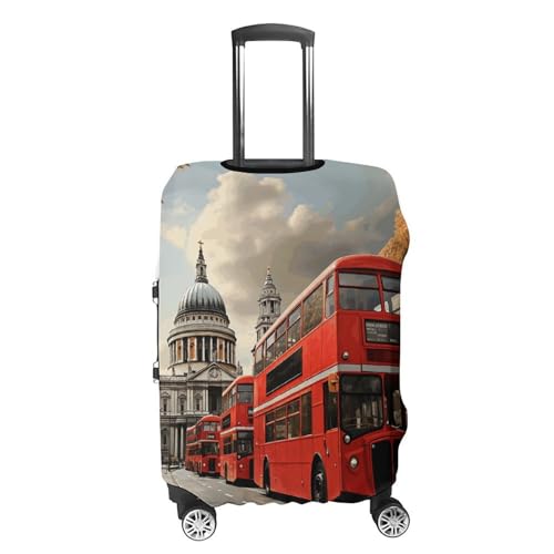 Red Bus Luggage Cover Dustproof Suitcase Cover Elastic Washable Travel Luggage Protector Suitcase Protector Stretch Baggage Protector for 19-32 Inch Luggage S4