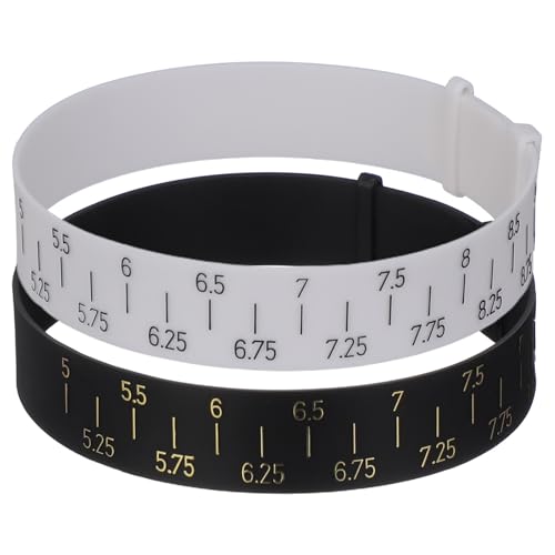 WOONEKY Calibre para Pulseras y Anillos 2 Piezas Herramienta Portátil para Medir Talla de Muñeca Pulgadas Colores Negro y Blanco Adecuado para Joyería y Uso Profesional