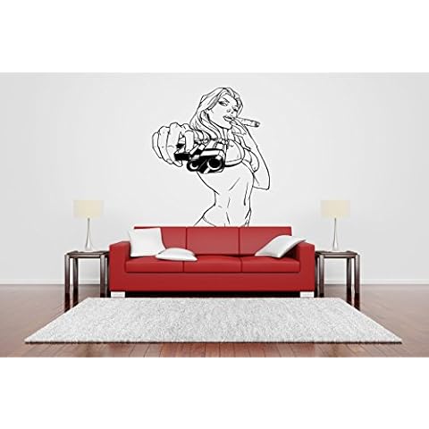 AratikDesigns Removable Vinyl Sticker Mural Decal Wall Art Decor Retro Vintage Poster Tv Show Bedroom Pin Up Girl Tattoo Salon Model Gangsta Culture Pretty Ink Lady SA303 Cover