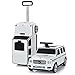 COSTWAY Valise Enfant à roulettes en Forme Voiture, 2-en-1 Bagage de Voyage pour Enfants 2-6 Ans, 60 x 31 x 26 CM, Charge Max 23KG (Blanc)