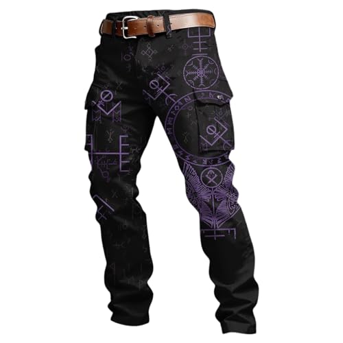 Pantalones cargo para hombre, vintage, estampados, pantalones de senderismo, pantalones de deporte con estampado vikingo, pantalones tácticos holgados, pantalones tácticos, pantalones de ocio, retro