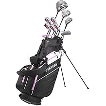 Precise AMG Right-Handed Complete Golf Clubs Set for Petite & Regular Height Women 460cc Driver, 21 Hybrid, 3 Wood, 6-PW Stainless Irons, Putter, Stand Bag, 3 H/Cs | Choose Your Color & Size