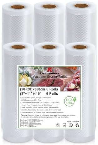 Rotoli Sacchetti Sottovuoto Alimenti Diompirux - 3 Misure (20/25/28cm X 300cm), Senza BPA, Per Conservazione E Sous Vide - Foto 1
