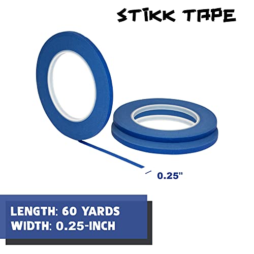Image of STIKK Painters Tape - 3pk Blue Painter Tape - 1 /4 inch x 60 Yards - Paint Tape for Painting, Edges, Trim, Ceilings - Masking Tape for DIY Paint Projects - Residue-Free Painting Tape