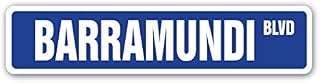 Barramundi Street Sign Sticker Decal Gift Fishing Fisherman Fish Lover Restaurant Seafood Sticker 8.2" x 2.0"