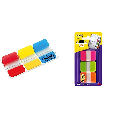 Post-It 686-RYB Index Strong Filing Tabs Red/Yellow/Blue (22 of each colour) &686-PGOT Index Strong Filing Tabs, Pink, Green, Orange (12 of each colour)