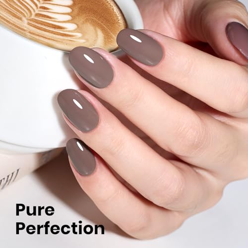 Image of Beetles Brown Gel Nail Polish - 15ML Full Size Hema-Free Grey Color Nail Polish Long-Lasting High Gloss Soak Off Latte Routine Uv Gel Polish Bottle Salon 0.51 Fl Oz Fall Nails Art