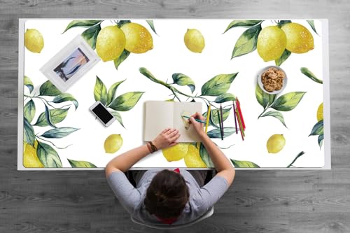 Tapis de bureau vinyle PVC antidérapant protection surfaces 120x60 cm citrons