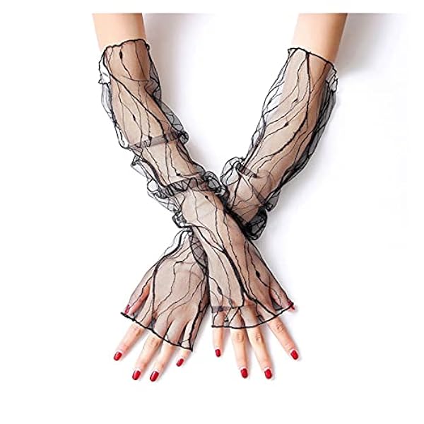 handskar Mode romantiska damärmar Handskar Vit handledslängd Fisknät Solskyddsmedel Korta handskar Damtillbehör (Farbe : 3, handskstorlek：En storlek) (Einheitsgr??e 8)