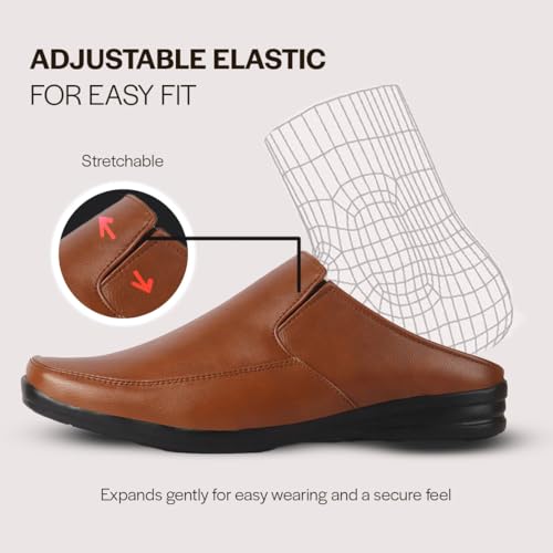 Image of FAUSTO Men Formal Back Open Memory Cushioned Insole Slip On Shoes | Office, Meetings, Event Slip Ons with Comfort All Day Long | Semi Formal Outfit Shoe, Anti Skid Rubber Sole