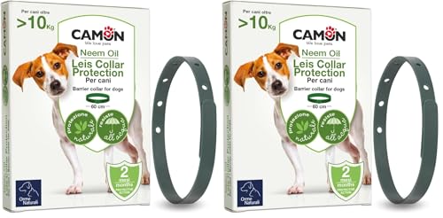 CAMON | Collare Protettivo per Cane (10kg) con Olio di Neem, 60cm, Protezione Naturale fino a 2 Mesi (Confezione da 2)
