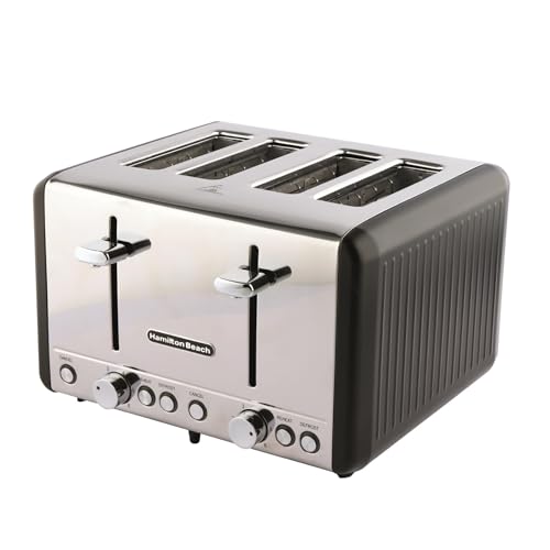 Hamilton Beach Toaster 4 Slice, Harmony, 1850W, 6 Browning Controls, Defrost, Reheat & Cancel Settings, Removable Crumb Tray, High Lift Eject, Espresso - HBT018B