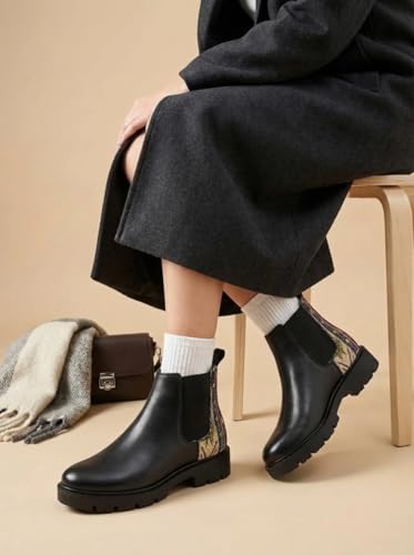 Image of Big Fox Printed Mid Top Chelsea Boots For Woman