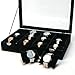 XHMQYC Jewelry Watch Tray, Black Velvet Watch Jewelry Organizer 12 Grid, Stackable Watch Bracelet Bangle Display Holder, with Clear Lid Adjustable Pillows, for Man Woman Show Birthday