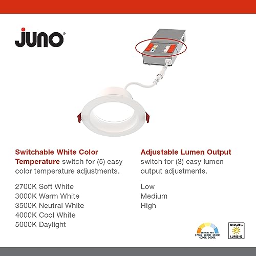Image of Juno 4 inch Canless Wafer LED Light, 5-in-1 CCT, Deep Regressed Smooth Trim