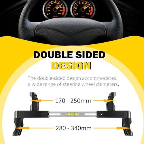 Image of Steering Wheel Level Alignment Tool Fit for Most Steering Wheels With an Internal Diameter 170-250mm + 280-340mm, Spring-Loaded Steering Wheel Holder Level (Double Side)