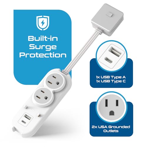 Image of Ceptics Travel Power Strip W / Adapter Plug Set - Equipped with USB, Type C for iPhone, Chargers, Cell Phones, Laptop - Plugs for Europe, Asia, China, USA, Africa, South America PS-2U