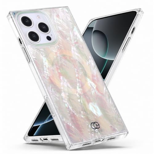 Image of COCOMII Rectangle for iPhone 16 Pro Max Case, Natural Real Mother of Pearl