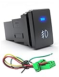 iztor 12V Blue LED Push Button Switch Waterproof Toggle with 4-Wire Connector Kit Multi-Purpose for Car Modification (Fog Lamp)