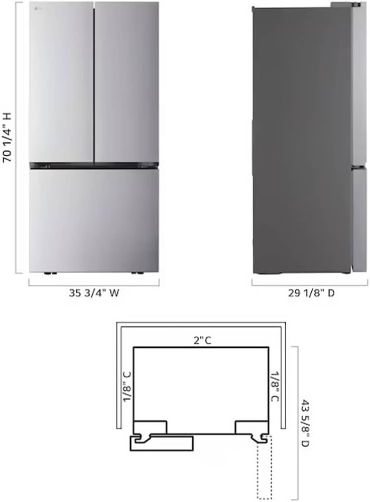 LG LRFLC2716S 27 Cu. Ft. Stainless Counter-Depth 3-Door French Door Smart Refrigerator