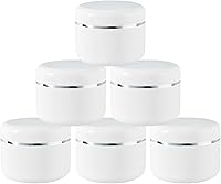 Vista 1 de 8 Oz (250ml) White Plastic Cosmetic Jars with Inner Liners and Dome Lids Refillable Make-up Cosmetic Containers Pot Case for Scrubs Oils Salves