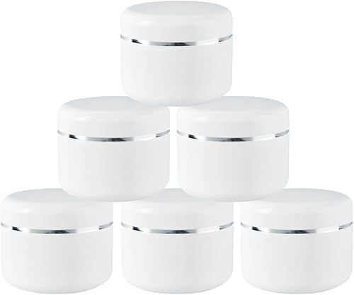 8 Oz (250ml) White Plastic Cosmetic Jars with Inner Liners and Dome Lids Refillable Make-up Cosmetic Containers Pot Case for Scrubs Oils Salves