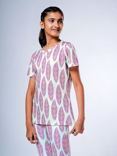 Image of Girls Active Sports Wear Set - Stylish Printed T-Shirt and Leggings Set for Girls - Comfortable and Breathable Workout Clothing for Sports, Gym, Yoga,- Perfect for Casual Wear (4-14 Sizes)