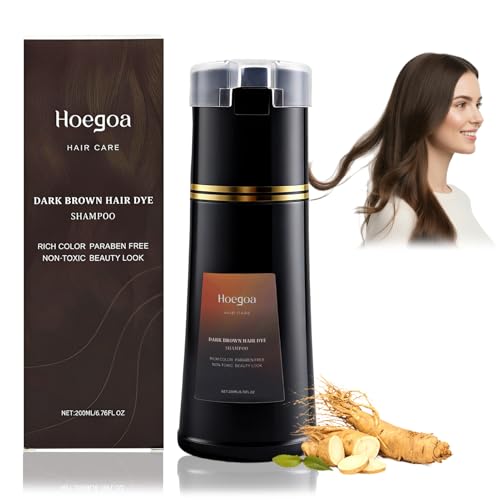 Hair Dye Shampoo para color castaño,Champú Tinte Cubre Canas, Champu Tinte Canas Mujer Hombre fácil de usar, apto para todo tipo de cabello (200 ml)