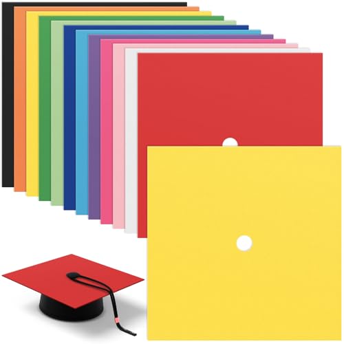 Gersoniel 12 Sheets Construction Paper for Graduation Cap Decoration Colorful Cardstock Grad Cap Cover Card Stock for Graduation Hat Topper Craft DIY(Classic Cardstock)