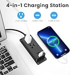Flat Plug Power Bar with USB C, 10FT Extension Cord, 2 Outlet with 2 USB Ports (1 USB C) Desktop Charging Station, No Surge Protection for Cruise Ship, Travel Essentials, Dorm Room