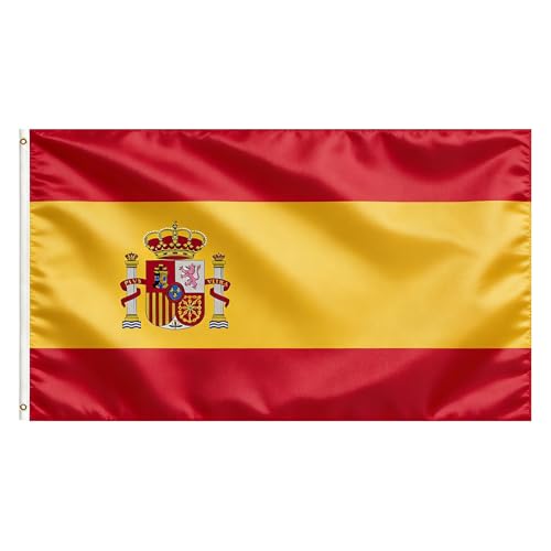 VELIFFCO Spanish Flag Flag of Span 3x5 Ft - Polyester Lightweight Flags with 2 Brass Grommets for Spain Party Decorations Sports Events Decorations