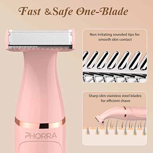 Electric Razor For Women Legs Bikini - Rechargeable Lady’s Shaver And Trimmer With Unique One Ultra-Thin Blade Design, Quickly Remove Hair In One Pass #TOP3