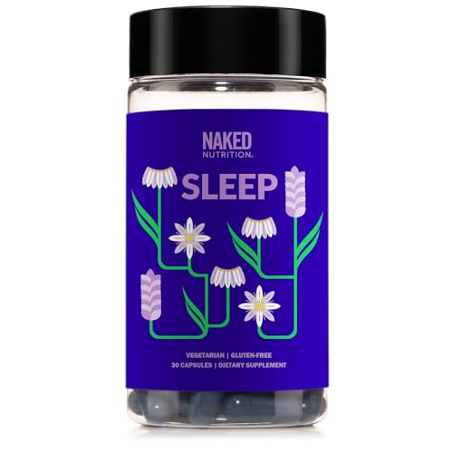 NAKED Sleep - GABA L Theanine Natural Sleep Aid - Lemon Balm, Lavender, and Melatonin for Improved Relaxation and Sleep Quality - Gluten-Free and Vegetarian - 30 Capsules