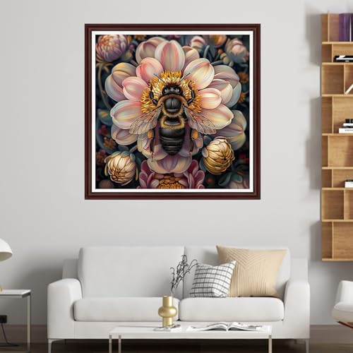 Image of Dooxvey Counted Cross Stitch Kits for Adults 11CT Printed Cross-Stitch Patterns Cross Stitching Embroidery Kit Stamped or Counted Needlepoint Kits-Bees Collect Honey 18x18 inch