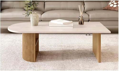 Grande table basse table d'appoint avec rangement salon bois massif blanc