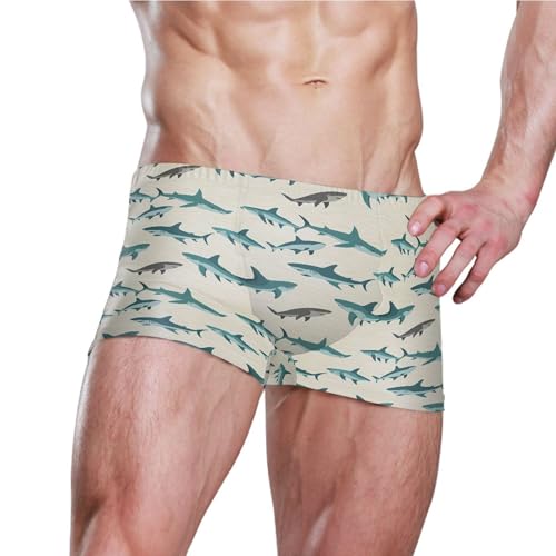 Cute Shark Mens Swim Trunk Swimwear Bathing Suit Swim Brief Square Leg Board Short S B04049763