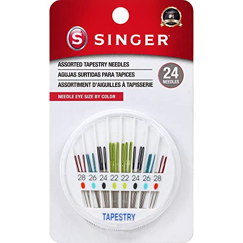 SINGER Tapestry Needles in Dial Compact Assorted Sized Sewing Needles Sizes 22 24 26 28 Set of 24
