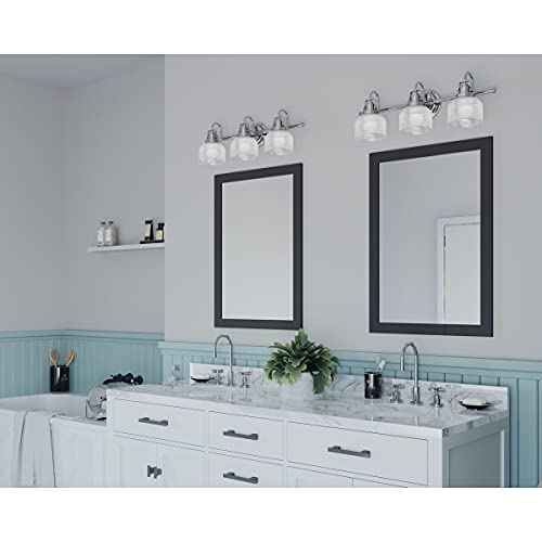 Archie Collection 3-Light Clear Double Prismatic Glass Coastal Bath Vanity Light Polished Chrome #TOP2