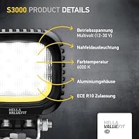 HELLA Valuefit S3000 LED Arbeitsscheinwerfer mit Positionslicht 12 - 24 Volt - 3000 echte Lumen - IP67 wasserdicht - Offroad Scheinwerfer für Traktor SUV UTV ATV - 1GA 357 109-031 – Ansicht 4