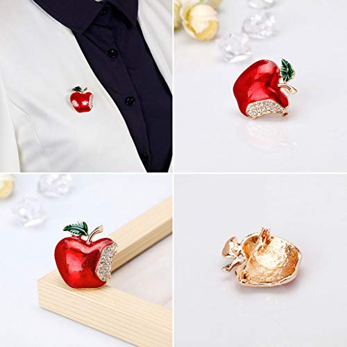 Image of New Year Christmas Apple Brooch Corsage Gift Rhinestone Banquet Scarf Pins Badge