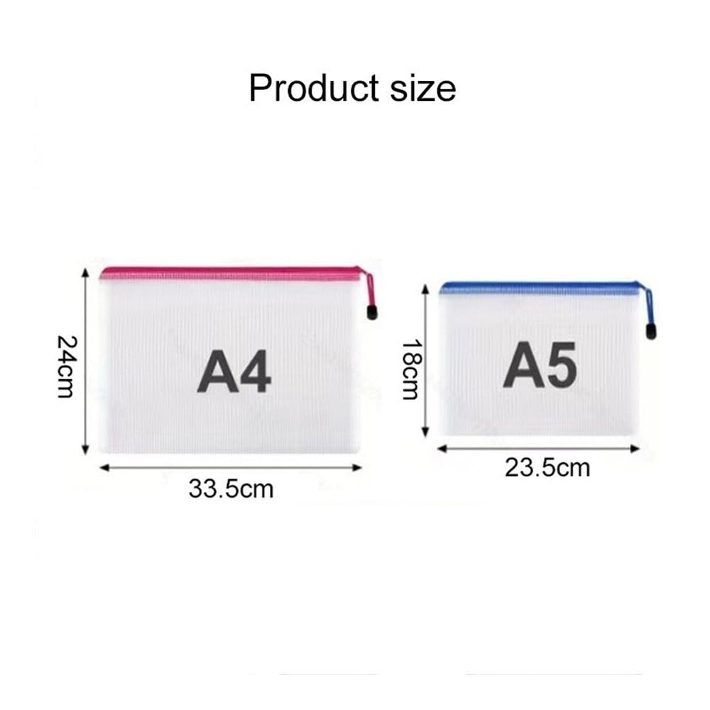 Bolsas de malla transparente con cremallera for organización de documentos: juego de 5, 10 o 20(10pcs A4)