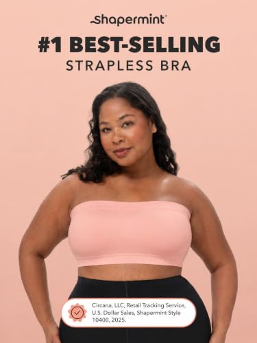 Image of SHAPERMINT Strapless Bra, No-Slip Wireless Bandeau with Sewn-in Cups